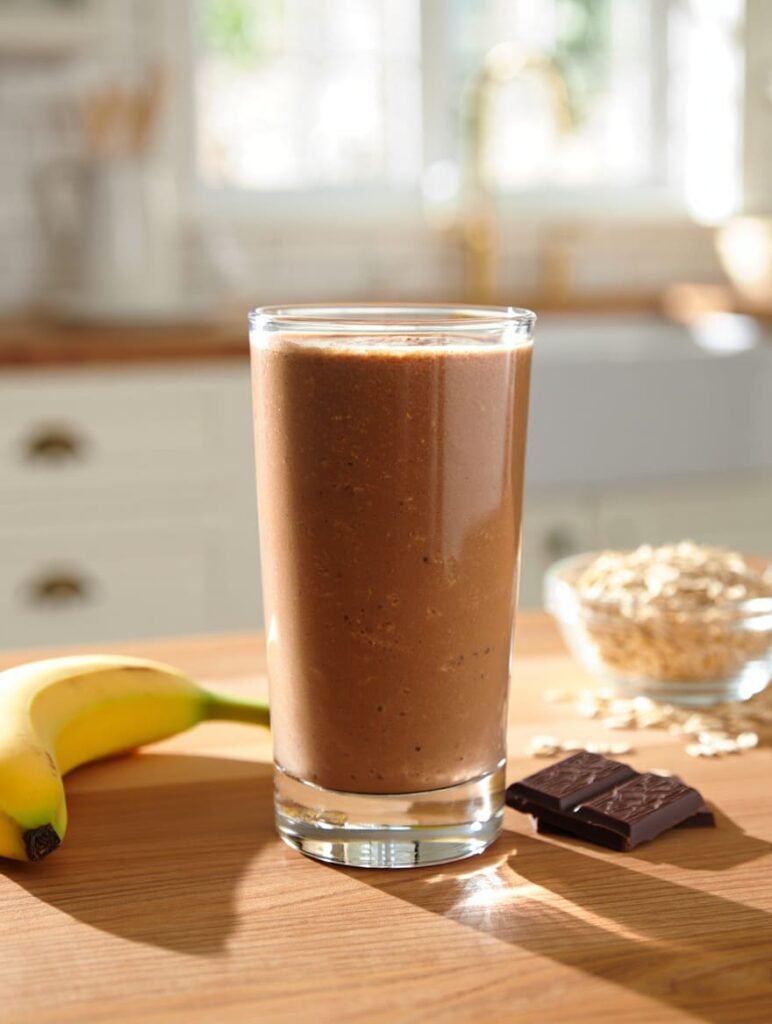 "Batido energético casero con plátano, avena y leche, ideal para mayores de 50"